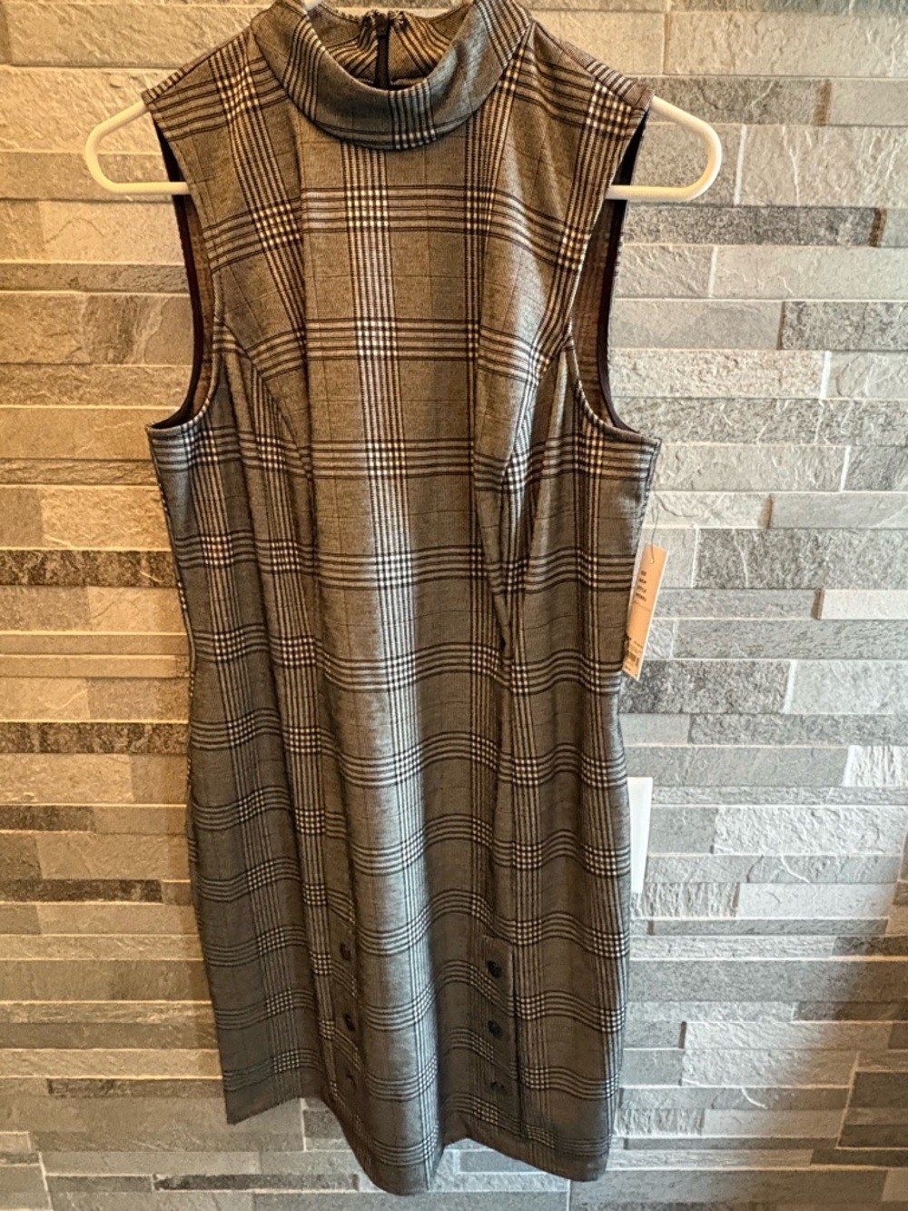 Apt. 9 Gray Plaid Sleeveless Turtleneck Midi Dress